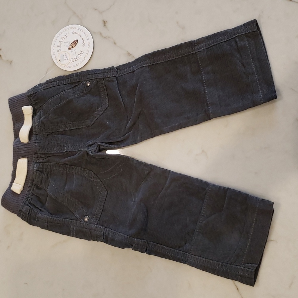 Burts Bees Corduroy Pants 3-6 months baby boy grey gray